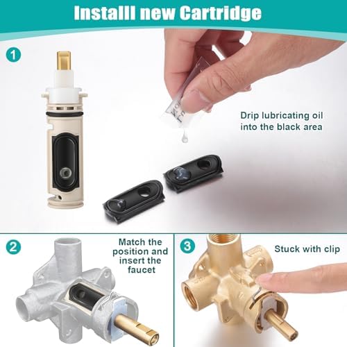 Enhon 3 Pack 1222 Replacement Cartridge Compatible with Moen with Puller, Tub Shower Cartridge Replacement Kit Compatible with Posi temp Faucet, Shower Repair Tool