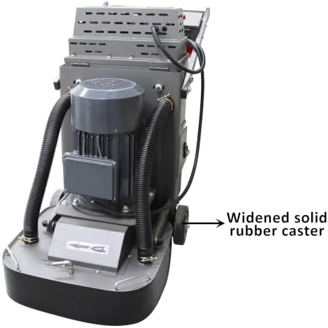 TECHTONGDA 9-Head Electric Concrete Floor Grinding & Polishing Machine 19.6" Grinding Width with Pipe Fitting 40L Dust Collection Box 1430 RPM for Home Renovation Remodeling Garages 220V Single-phase
