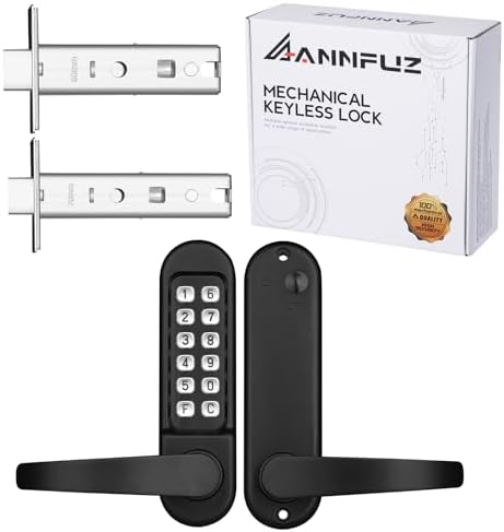 Mechanical Keypad Keyless Entry Door Handle Lock,Matte Black