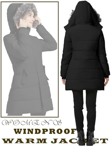 GGleaf Women's Winter Puffer Coat with Removable Fur Hood Warm Snow Jacket