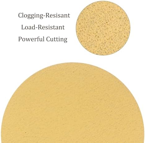 50pcs No Hole Sanding Discs- [ 8 Inch 60 Grit ] Round Hook and Loop Grip Sanding Pads Sheet Sandpaper for Automotive Woodworking Metal Polishing Use| Gold, Aluminum Oxide