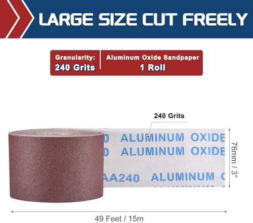 Sandpaper Roll 3Inch 49FT 240Grit Aluminum Oxide Emery Cloth Roll