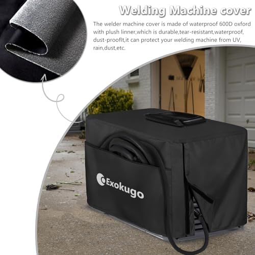 Premium Waterproof Welder Cover with Plush Liner- Heavy Duty 600D Welding Machine Cover, Protective Fit for TIG/MIG 100-210 Models (21.3"L x 11.5"W x 13"H)