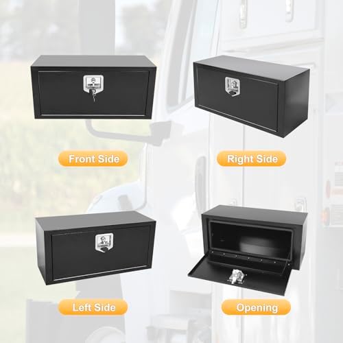 30 Inch Underbody Truck Box Steel Storage Tool Box,30" x 12" x 14" Tool Chest Organizer w/Lock and Keys For Pickup,Truck Bed, RV, Trailer,Heavy Duty Waterproof Black box