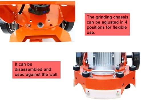 Floor Grinding and Trimming Machine 220V Walk-Behind Grinder Cement Floor Polisher with 3 Grinding Discs 2.2KW Foldable Arm Ground Polishing Machine