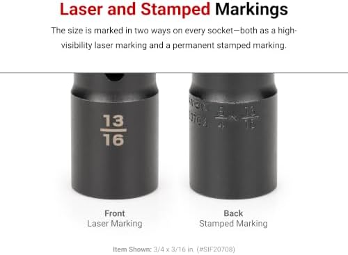 TEKTON 1/2 Inch Drive Axle Nut Impact Socket Set, 7-Piece | SID92101 | (29 - 38 mm), Deep, 6-Point, Socket Rail
