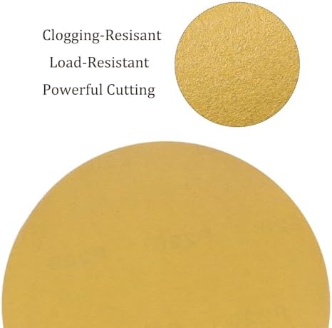 50pcs No Hole Sanding Discs- [ 8 Inch 220 Grit ] Round Hook and Loop Grip Sanding Pads Sheet Sandpaper for Automotive Woodworking Metal Polishing Use| Gold, Aluminum Oxide