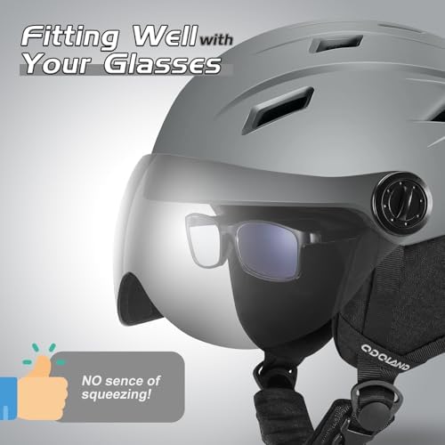 Odoland Ski Helmet with 2-in-1 Visor Goggles, Lightweight for Men Women