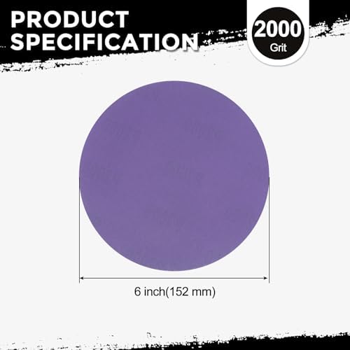 50Pcs Sanding Discs 6In 2000Grit Hook and Loop Sandpapers Purple