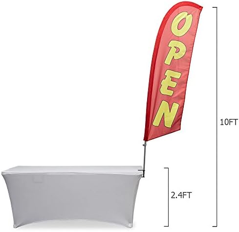 Vispronet Open (Red) Small Feather Flag Kit with Table Clamp – Stands about 8.2ft Tall – Great for Businesses, Storefronts, Job Fairs, and Festivals – Printed in the USA