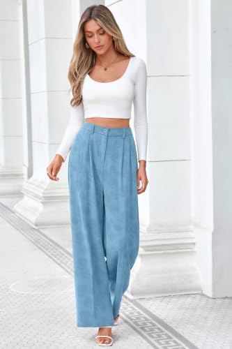 FUNYYZO Wide Leg Dress Pants for Women Work Slacks Business Casual Outfits