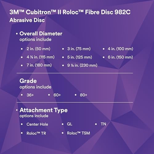 3M Cubitron II Roloc Fibre Disc, 982C, 60+, TR, Red, 2 in, Die R200P