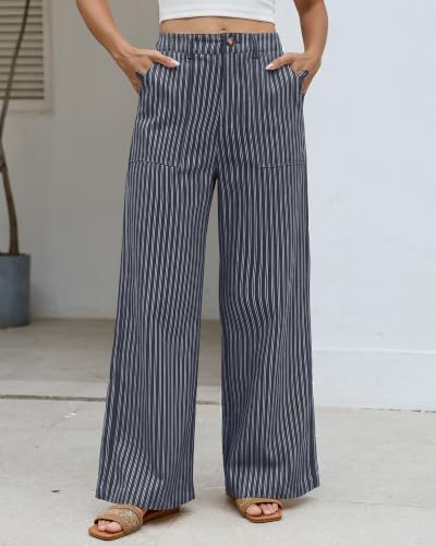 Bsubseach Womens Cotton Linen Pants Wide Leg Work Casual Pants
