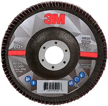 3M Flap Disc 769F, Type 29, 80+, 5 in x 7/8 in, High Performance Abrasive, Ceramic Precision-Shaped Grain Grinding and Finishing Disc, Carbon Steel, Stainless Steel
