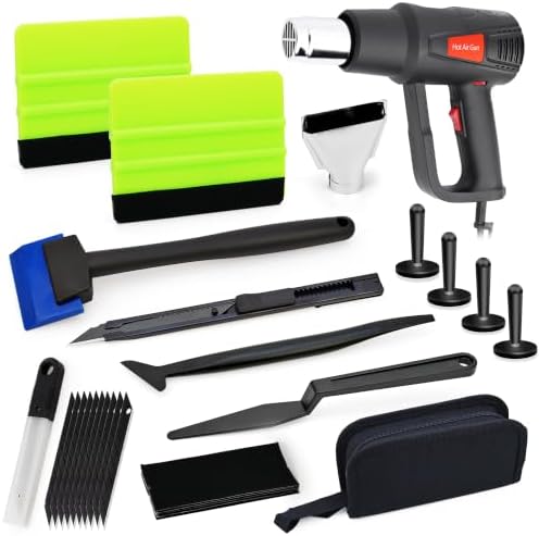 Vinyl Wrap Tool Kit with 2000W Heat Gun - Car Window Tint Kit - Includes Felt Squeegee, Magnets, Tool Pouch, Knife & Gloves for Auto Film, PPF, Decal