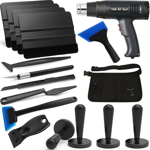 Spanno Heat Gun for Vinyl Wrap, Car Wrap Kit for Window Tint, Include Heat Gun, Plastic Squeegees, Magnet Holder, Vinyl Wrap Cutter