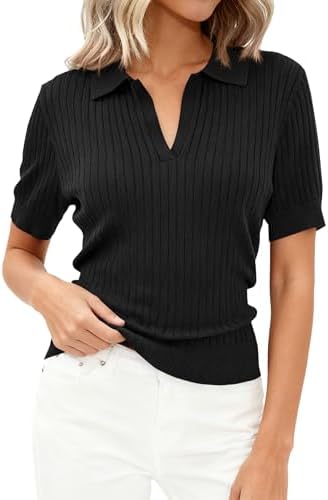 PRETTYGARDEN Women's Short Sleeve Sweater Polo Shirts