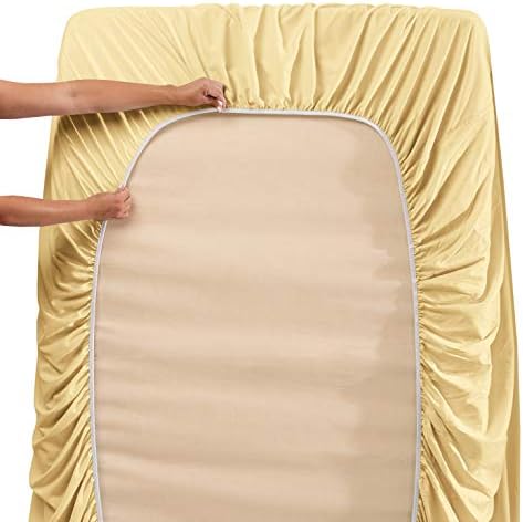 Hearth & Harbor Twin Size Sheets - 3 Piece Bed Sheet Set, Hotel Luxury Double Brushed Bed Sheets - Extra Soft Bedding Sheets & Pillowcases, Twin, Vanilla