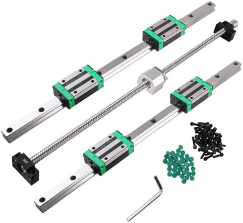 ANWOK 2Pcs Linear Guide Rail HGR20-800mm + 1PCS SFU/RM1605-850mm Anti-Backlash Ballscrew with BF12/BK12 Kit, DSG16H Nut Housing Ball Screw Set for CNC, as Shown, sfu1605-850mm, WMB4158A1