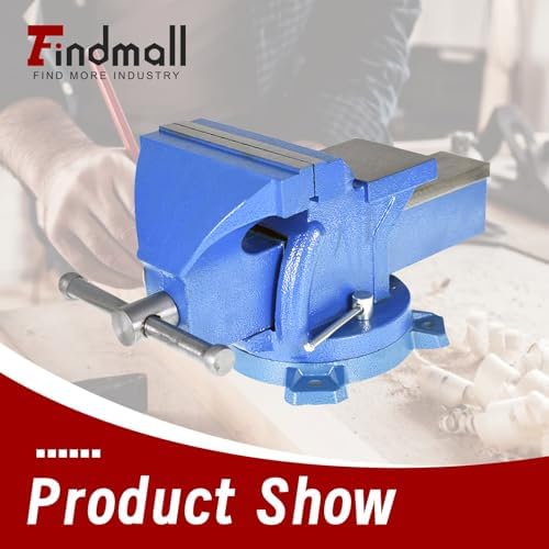 findmall Heavy Duty Bench Vise 360 Swivel Base Bench Vise Table Top Clamp with Lock, Big Size Anvil Top (6'')