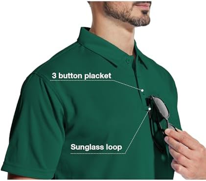 ZITY 5 Pack Polo Shirts for Men with Pocket Dry Quickly Short Sleeve Athletic Outdoor Work Collared Shirts