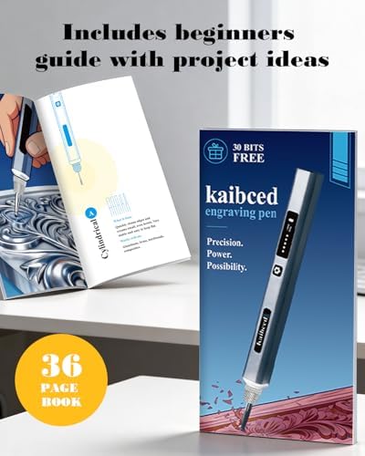 Kaibced Cordless Engraving Pen with 48 Kits & LED Screen, 5-Speed Engraver Pen for Metal, Wood, Glass, Plastic & All Materials, USB Rechargeable Craft Gift for Teens, Adults and Beginners, Metallic