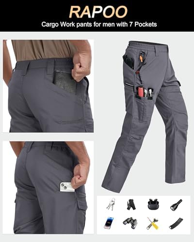Mens Cargo Pants Ripstop Breathable Tactical Hiking Pants with 7 Pockets