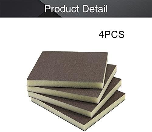 Utoolmart Sanding Sponge Sanding Blocks, 180 Grit Wet Dry Sandpaper Sponge, Washable and Reusable Sand Sponge Kit, for Kitchen Cookware Cleaning and Rust Removal of Rusted Metal, Grey, 4 Pcs