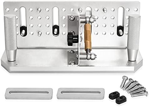 Belt Grinder Knife Jig, 9-3/4’’ Long Sharpening Locator Adjustable Angle -5°~ 25°, Belt Knife Sharpener Jig with Dual Press Plates,Knife Making Angle Grind Guide for Belt Sander Machine