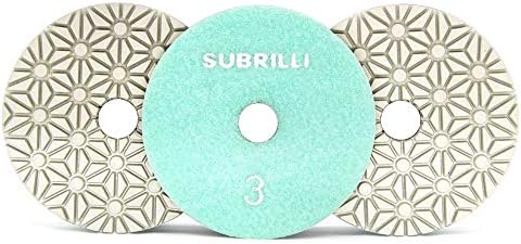 Dry/Wet 3 Step Diamond Polishing Pads 4" Sanding Discs Grit 3 for Granite Marble Concrete (3-Pcs)