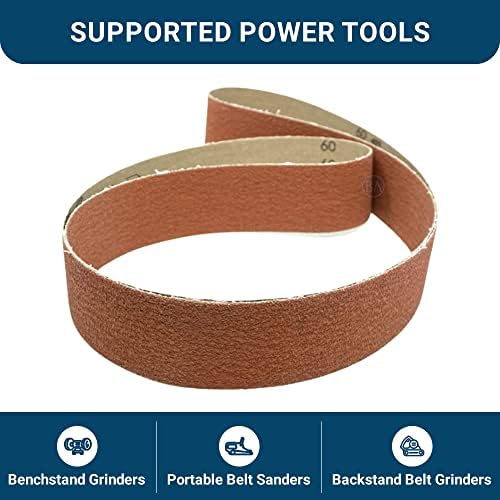 Benchmark Abrasives 2" x 72" Premium Ceramic Sanding Belts for Grinding Deburring Polishing Rust Removal on Metal, Stainless Steel, and Carbon Steel, Use with Belt Disc Sander (6 Pack) - 60 Grit