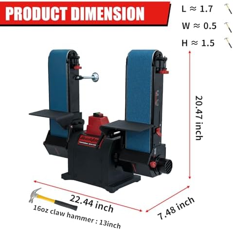 BUCKTOOL Dual Belt Sander for Knife Sharpening,4x36" Belts,1HP,2160FPM