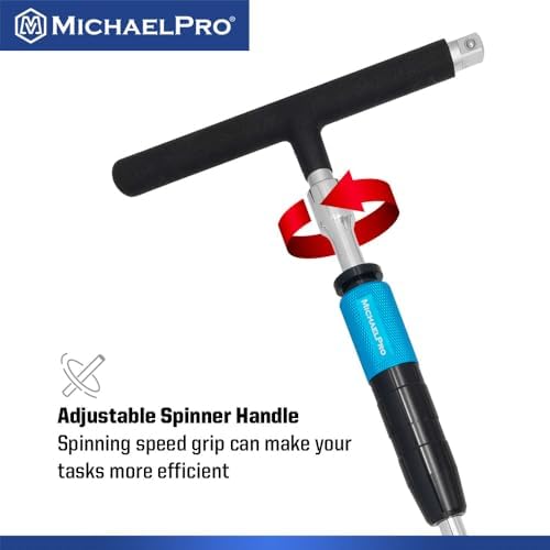 MichaelPro 3-Piece 3/8" Drive 2 Way Speed Adjustable T Handle Wrench Set in 12-inch, 18-inch and 24-inch, Patented Design with Spinner Handle, 3 Level Grip Positions, T Bar Socket Wrench Set, MP009101