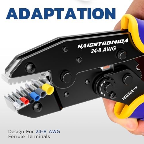 haisstronica Crimping Die for Ferrule Terminals, AWG 24-8