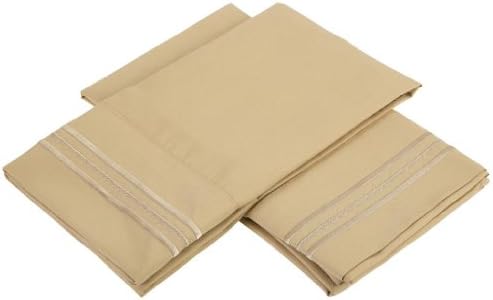 Jessica Sanders Premier 1800 Series 4pc Bed Sheet Set - Queen, Camel Gold, - Jessica Sanders Embroidery