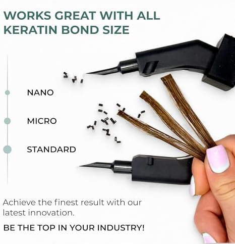 Professional Keratin Fusion Tool for Hair Extensions – Slim Long Heating Plates, Adjustable Temperature, Rapid Heat-UP, Seamless Fusion, Root Access, Salon-Quality Keratin Glue Gun (Black)