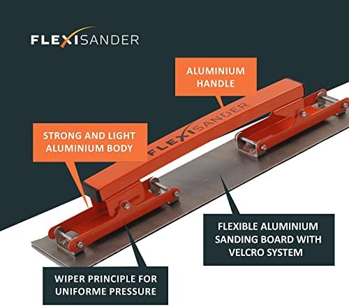 Hand-held flexible sanding board, block Flexisander for sanding curved surfaces with fastening system; vehicle body repairers, shipbuilders, composite and woodworking, cars (22 x 4.5 inches)