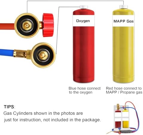 Brazing Torch Kit for MAPP Gas & Propane, Brass & Stainless Steel Cutting Torch Kit with Metal Case, Welding Torch Set for Soldering, Jewelry, HVAC, Glass Blowing