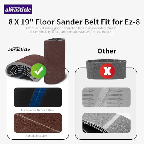 12 Packs 8 x 19 inch 36 Grit Cloth Floor Sanding Belts Ideal for Sanding Commercial and Residential Flooring