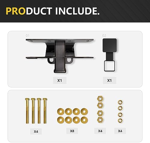 YZONA Tow Hitch 2 Inch, for Jeep Wrangler Hitch Trailer Kit with 4-Pin Wiring Harness Compatible with 2007-2018 JK JKU Hitch Receiver with Cover, 2 Inch Rear Bumper Towing Combo (2/4 Doors Unlimited)