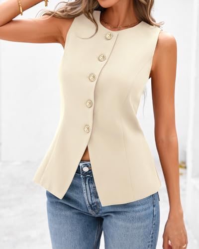 BTFBM Suit Vest Tops For Women Sleeveless Blazer Work Wear