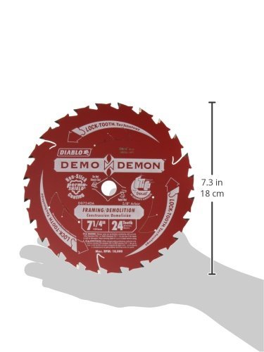 Diablo Demo Demon Framing/Demolition Saw Blade with Perma-Shield Coating - Dura-Blend Carbide - 7-1/4" x 24-Tooth - D0724DA
