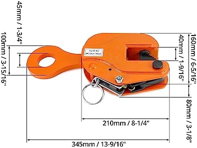 QWORK 2-Ton Heavy Duty Vertical Plate Lifting Clamp, 4400 lbs Capacity, Sheet Metal Lifting Clamp for Welding and Building, Orange Steel Plate Lifting Clamps
