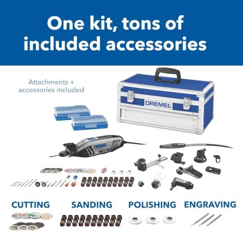 Dremel 4300-9/64 Rotary Tool Kit with Flex Shaft - 9 Attachments & 64 Accessories - Ideal for Engraving, Etching, Sanding, and Polishing