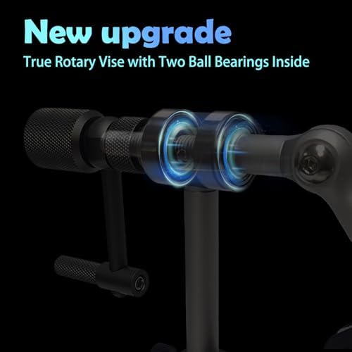 EUPHENG New Upgrade N075 Madison True Rotary Vise with Two Ball Bearings Inside More Smooth Fly Tying Vise with 360 Degree Rotation Easy Adjustment of Rotation Resistance 26 to 4/0 Hook Sizes