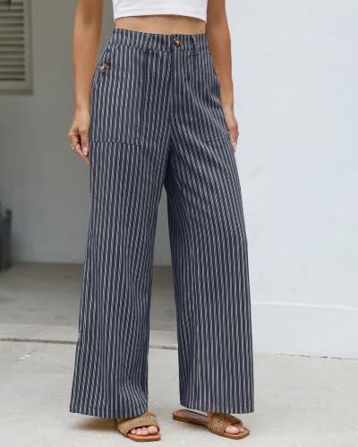 Bsubseach Womens Cotton Linen Pants Wide Leg Work Casual Pants