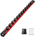 Reniteco Magnetic Socket Organizer, 1/2” Aluminum Alloy Rail, 12 Clips | Heavy-Duty Socket Rails, Removable 360° Swivel ABS Clips, Magnetic Base, Tool Box Drawer or Wall Mount