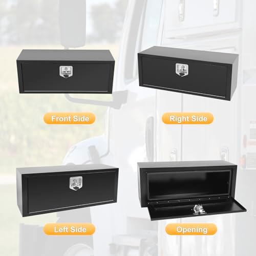 36 Inch Underbody Truck Box Steel Storage Tool Box,36" x 12" x 14" Tool Chest Organizer w/Lock and Keys For Pickup,Truck Bed, RV, Trailer,Heavy Duty Waterproof Black box