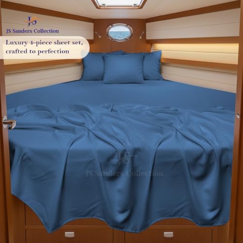JS Sanders Collection 4PC Boat Sheet Set Universal V Berth, Mediterranean Blue
