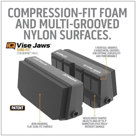 Work IQ Tools Sure-Fit Vise Jaws | Upgraded Jaws for Odd-Shaped Parts and Flat or Delicate Items | Reversible Bench Vise Jaws for Secure Grip | Compatible with IQ Vise